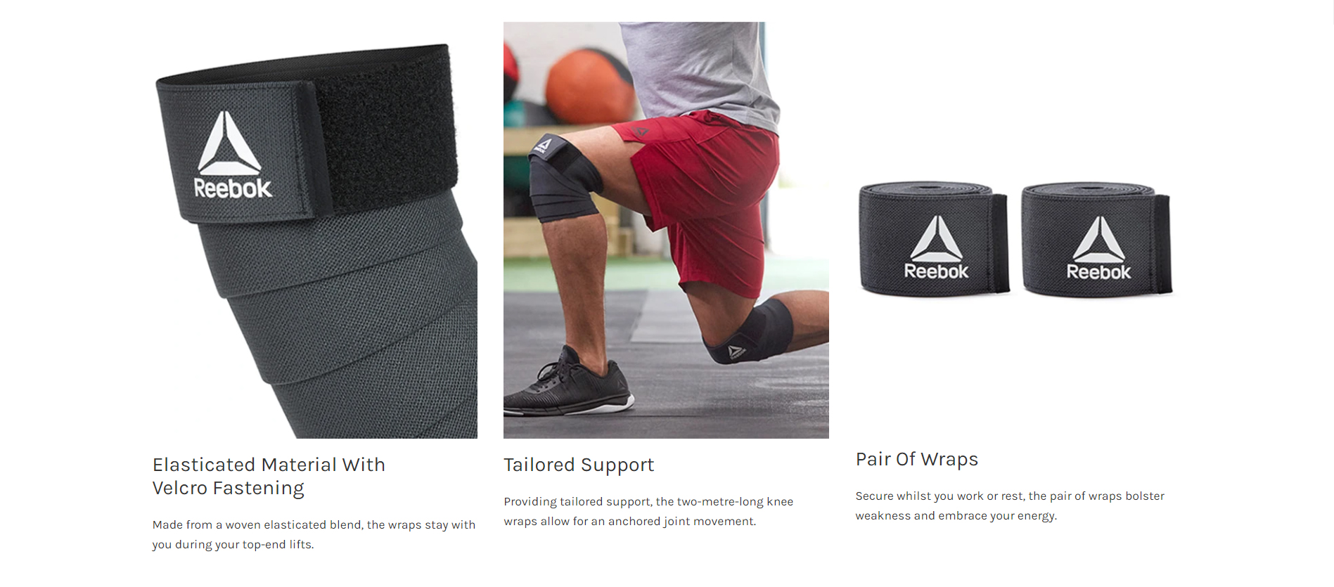 Black Reebok knee wraps